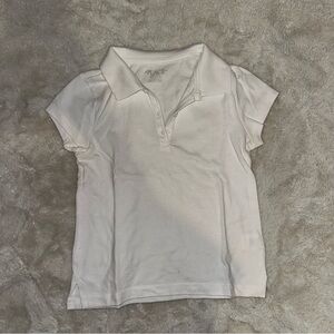 White cropped collared polo shirt